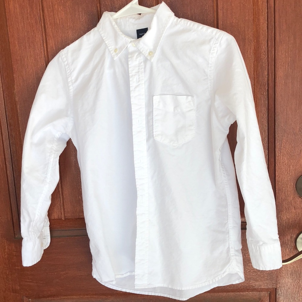 Gap boys button down white shirt